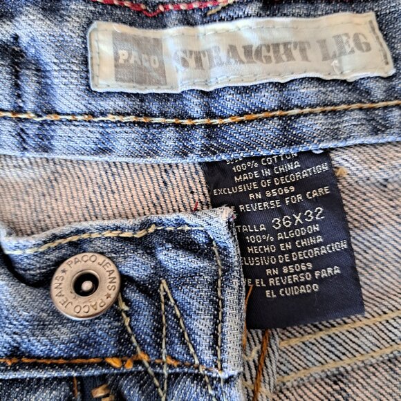 Paco Straight Leg Distressed Jeans Vintage 36 X 32 - Picture 3 of 12